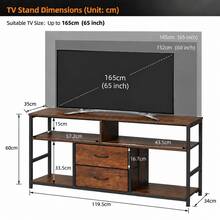 Modern TV Stand With Storage Drawers, Industrial Entertainment Center Console Table With Open Shelves For Living Room - Rust Brown - View 5