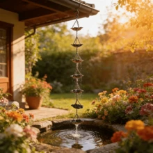 Flat Lotus Petal Metal Rain Chain, Vintage Decorative Outdoor Rainwater Drainage Chain - Flower Rain Chain - View 4