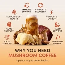 Best Seller Mushroom Coffee 3-Pack – 6 Adaptogenic Mushrooms Blend | Natural Energy, Mental Clarity & Digestive Health | Smooth Focus Without Jitters | Coffee Alternative For Morning Boost Or Afternoon Pick-Me-Up | Limited Time – Buy 3 & Save Big - 3-pack(90) - 查看 3