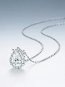 1pc D Color Moissanite S925 Sterling Silver Necklace, Elegant Luxury Jewelry Gift, Suitable For Engagement, Wedding, Anniversary, Birthday, Christmas - Silver - View 5