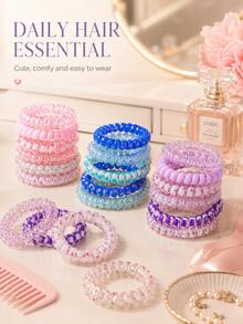 Ensemble de 6 élastiques à cheveux en spirale, chouchous bouclés de couleur macaron mignons, élastiques doux sans traction, convient aux femmes et aux filles, pour cheveux épais ou fins, cadeaux de mariage, remplissage de sacs cadeaux pour enterrement de vie de jeune fille, essentiels pour la rentrée scolaire et les voyages - Voir 8