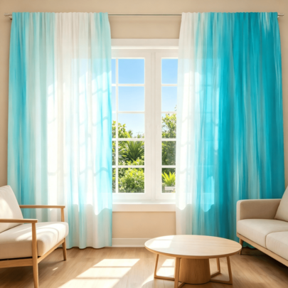 2 piezas Cortinas con degradado verde menta, diseño degradado blanco y verde menta, impresión plana 2D, cortinas de fibra de poliéster translúcida, cortinas con bolsillo para barra de estilo fresco y curativo, adecuadas para decoración del hogar en verano, aplicables para sala de estar, dormitorio, decoración de ventana de balcón
