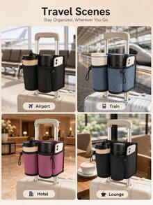 Luggage Handle Water Bottle Holder, Portable Travel Cup Holder, Beverage Cup Bag, Universal Luggage Handle Cup Holder, Travel Cup Holder - Multicolor - View 4