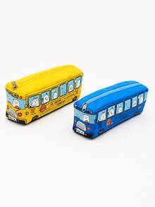 1個校車造型創意鉛筆盒，帆布材質耐磨防髒，3D趣味校車造型設計，順滑拉鍊易開合，黃/藍/紅/橘4色可選，校車造型窗戶熊與小動物滿版創意圖案設計，3D校車造型拉鍊鉛筆盒，學生文具收納，開學禮物創意可愛校車造型鉛筆盒 - 黃色 - 查看 19