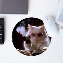 Cool Cat Mouse Pad, With Pink Fashion Glasses And Gun, Fun Round Mouse Pad, With Non-Slip Rubber Base, Suitable For Office And Home Computer Mouse Pad, Computer Laptop Gift For Friends, Size 7.8 X 7.8 Inches - Round - View 9
