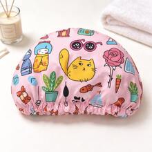 Dry Hair Cap Shower Cap Geometric Pattern Polyester Fiber Applique Hat Spring Summer Autumn Winter - Minimalist Cartoon Style Graffiti Shower Cap 3 - View 4