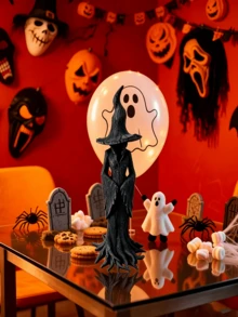 Halloween Tree Root Black Resin Witch Statue, Eerie Gothic Style Small Figurine, Indoor Home Party Haunted House Decor Desktop Ornament - Multicolor - View 4
