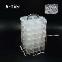 7 piezas (6 contenedores y 1 tapa) Cajas de almacenamiento transparentes con tapa y asa, diseño de cierre a presión, caja de almacenamiento de herramientas transparente, tornillos de ferretería del hogar, llaves inglesas, caja de almacenamiento y clasificación de accesorios de ferretería, caja organizadora de juguetes, caja organizadora portátil dividida - A - Ver 10