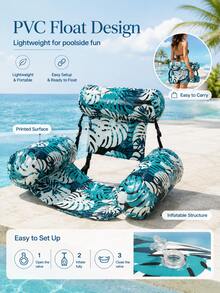 Inflatable Swimming Pool Floating Raft With Backrest, Water Lounge Chair Made Of Thickened PVC Material, Breathable Mesh Fabric Non-Stick To Skin, Suitable For Beach Use, Summer Vacation, Pool Party, Water Games And Pool Floating Supplies - Multicolor - View 8