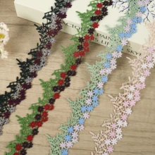 5 Yard Multicolor Wavy Floral Lace Trim, Hollow‑Out Flower Embroidery Ribbon For Sewing, Dress, Curtain & DIY Craft Decoration - Embroidered Lace - View 2