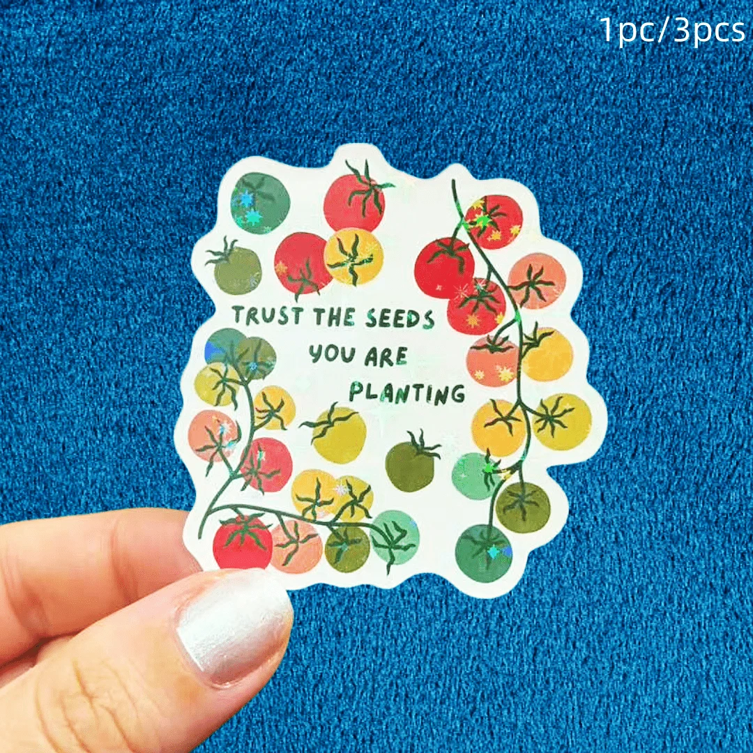 Tomato TRUST THE SEEDS YOU ARE PLANTING, Soft Colors With Vibrant Energy, Waterproof Vinyl Sticker - Durable Smooth Surface, Self-Adhesive Bumper Sticker, Suitable For Cars, Windows, Laptops, Trucks, Water Bottles - Multi-Functional Durable Design, Car Sticker - Vinyl - View 1