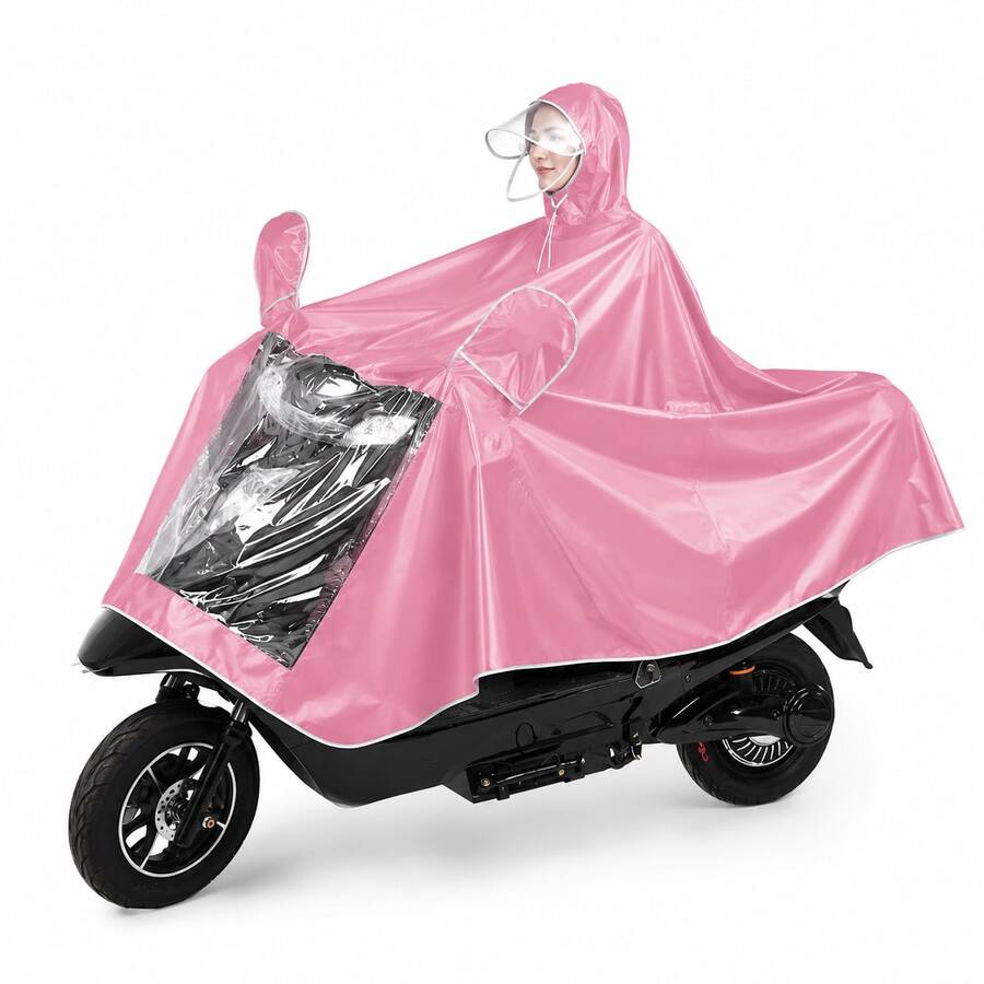 Full-Coverage Motorcycle Rain Jacket With Anti-Fog Visor - ROSE - View 1