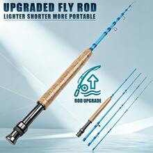 Portable Telescopic Carbon Fiber Fly Fishing Rod For Trout Bass,1.98m/2.1m/2.4m,Folded Length 45cm,Easy To Carry - Blue - View 2