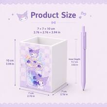 MINISO Kuromi Blueberry Dessert Apenas Suporte para Canetas, Organizador de Secretária Fofo Roxo para Lápis, Arrumação de Material Escolar para Estudantes, Quarto de Dormitório, Secretária de Estudo e Escritório, Canetas e Acessórios Não Incluídos - Roxo Malva - Ver 3