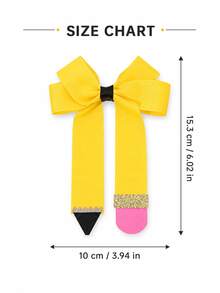 2pcs Solid Yellow Pencil Shape Bow, Glitter Pink Eraser Alligator Hair Clips For Back To School Daily Styling, Sweet Kids Hair Accessories - Yellow - View 6