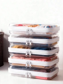 S/M/L/S+M+L Hot-Selling PVC Zipper Toy Storage Box, Transparent Hard Stackable Organizer Bag, Home Storage Container, Multi-Functional Transparent Design, Suitable For Clothes, Full-Featured Storage Bag, Suitable For Travel, Back To School, School Su - Multicolor - View 1