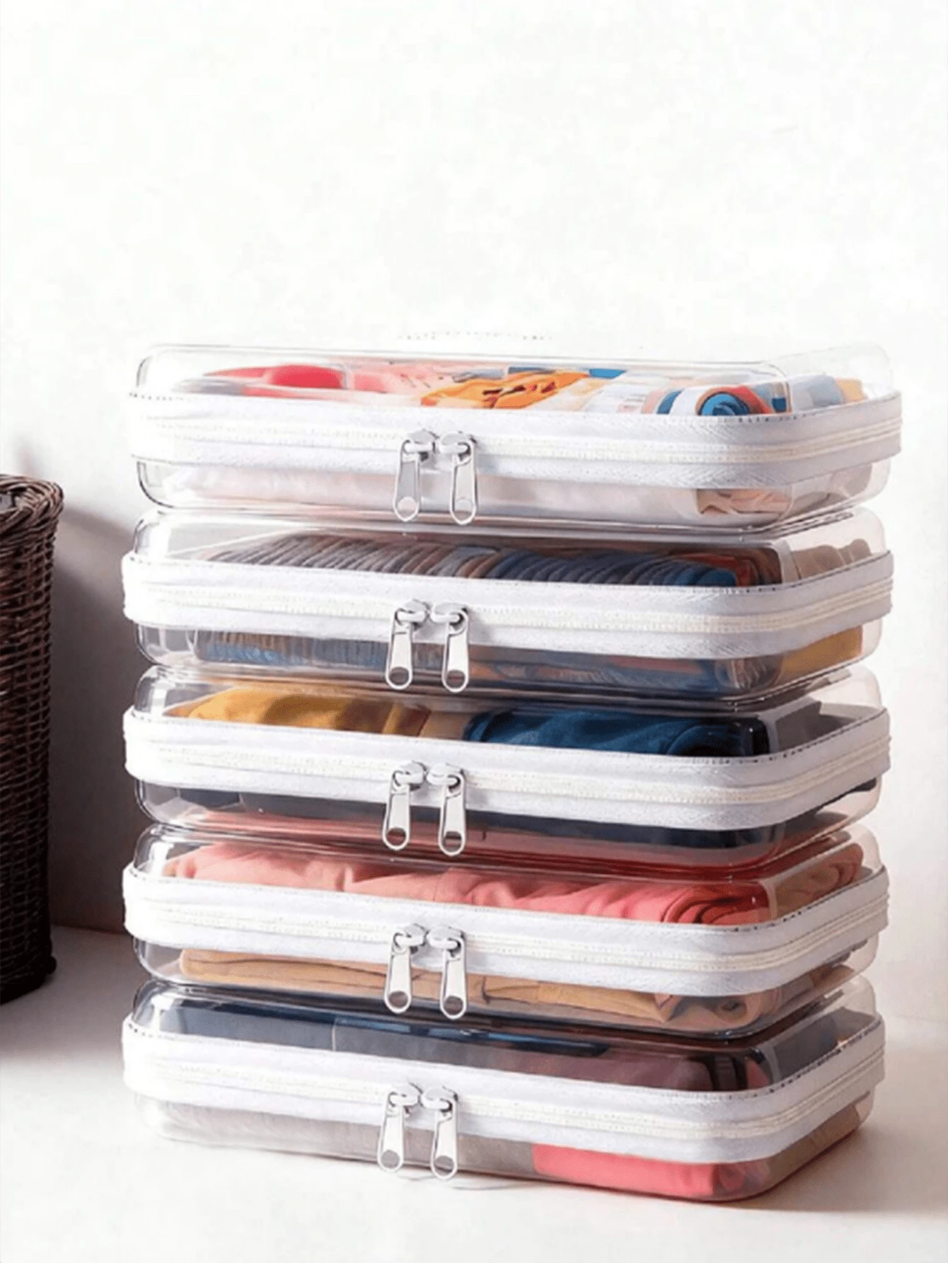 S/M/L/S+M+L Hot-Selling PVC Zipper Toy Storage Box, Transparent Hard Stackable Organizer Bag, Home Storage Container, Multi-Functional Transparent Design, Suitable For Clothes, Full-Featured Storage Bag, Suitable For Travel, Back To School, School Su - Multicolor - View 1