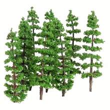 2件組迷你樹套裝，高2.76英吋，適用於沙盤景觀與微景觀，適合戰爭遊戲、模型場景與公園裝飾，包含火車與鐵路裝飾 - 細孔深綠 - 查看 2