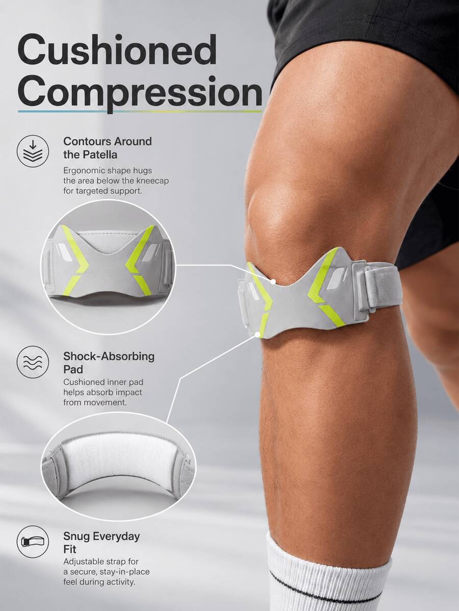 Geometric Print Patella Knee Strap, Breathable Fabric Adjustable Shock-Absorbing Knee Support Brace, Suitable For Running, Basketball, Outdoor Sports