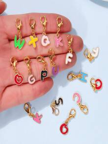 3/10PCS Colorful Letter Charms With Lobster Clasp, DIY Handmade Jewelry Accessories, Suitable For Bracelets, Necklaces, Earrings, Bag Decoration - Multiple Styles - View 2