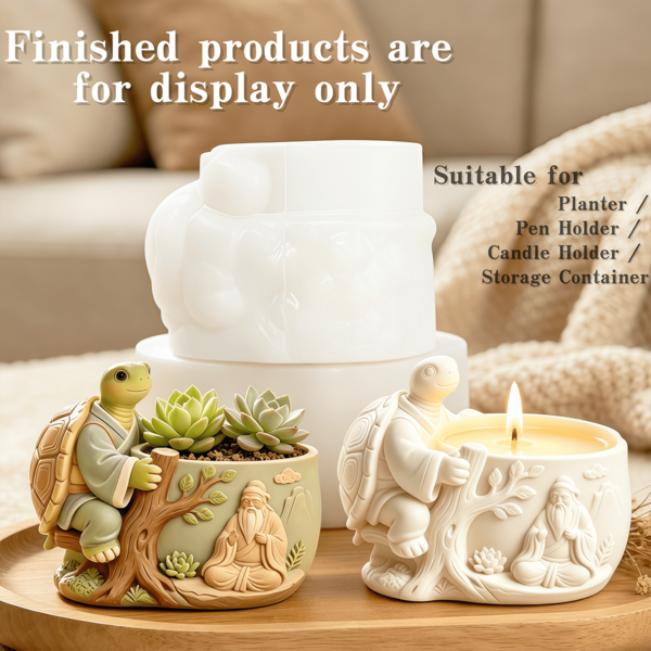 Ancient Style Tree Under Old Man And Turtle Design Flower Pot Silicone Mold Chinese Zen Style Turtle Immortal Meditation Old Man Resin Mold Tree Under Immortal Old Man Turtle Pen Holder Silicone Mold Reusable DIY Succulent Flower Pot Aromatherapy Candle Cup Pen Holder Storage Box Gypsum Resin Casting Mold Embossed Ancient Tree Old Man Turtle Silicone Mold Healing Zen Turtle Embossed Mold