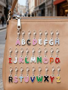 3/10PCS Colorful Letter Charms With Lobster Clasp, DIY Handmade Jewelry Accessories, Suitable For Bracelets, Necklaces, Earrings, Bag Decoration - Multiple Styles - View 6