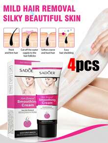 SADOER SADOE 1件易清潔除毛霜，適用於全身除毛，順滑除毛凝膠，美白除毛配方，溫和蘆薈除毛霜，適用於全身 | 無殘茬、不刺激、快速見效 | 絲滑肌膚，適用於女性、母親、妻子、姊妹、青少年、女友的身體護理與自我護理產品，旅行化妝無痛除毛霜 - 膏狀 - 查看 9