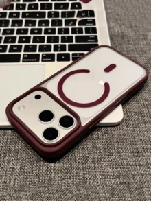 Casing Ponsel Transparan Magnetik dengan Pengisian Daya Nirkabel dan Pelindung Kamera yang Ditinggikan, Kompatibel dengan iPhone 18 17 Pro 17 Pro Max 17 16 15 14 13 Pro Max Plus 13 15. Penutup Belakang Akrilik Transparan dengan Sentuhan Lembut dan Tahan Guncangan. - Burgundy - View 4