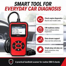 V100 Car Diagnostic Tool OBDII Scanner Engine Fault Code Reader, With Battery Voltage And Charging System Test - Blue - View 4