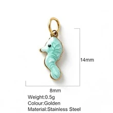 1pc Gold Seahorse Pendant Colorful Seahorse Shaped Charm Accessory Suitable For Necklace Bracelet Earrings Decoration Versatile Fashion - Multicolor - View 22