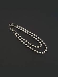 1pc White Rhinestone Ball Double Layer Pants Chain, Shiny Crystal Accessory - White - View 6