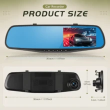 4.5-Inch Rearview Mirror Dash , Full HD 1080P Front & 480P Rear Dual Lens DVR, Front & Rear Recording, Night Vision, Motion Detection, Parking Assistance - 1 PC - View 4