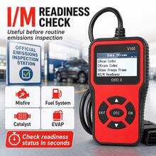 V100 Car Diagnostic Tool OBDII Scanner Engine Fault Code Reader, With Battery Voltage And Charging System Test - Blue - View 8