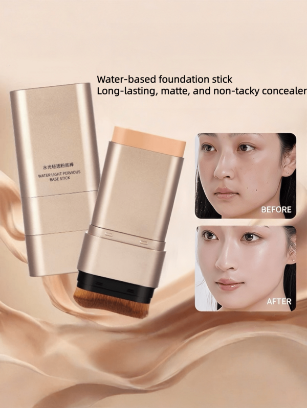 Hydrating Glow Foundation Stick, Full Coverage & Hydrating, Dual-Ended With Brush Head, Lightweight Natural & Skin-Friendly, Covers Acne, Dark Circles And Blemishes, Creates Dewy Glow Skin, Portable Travel Size