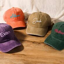 1pc Personalized Custom Embroidered Washed Baseball Cap, Vintage Distressed Dad Hat, Name Letter Embroidery Baseball Cap, Adjustable Cotton Trucker Hat, Y2K Streetwear Hat, Korean Minimalist Casual Sun Hat, Money Aesthetic Retro Hat, Couple Hat, Bridal Party Hat, Daily Commute Travel Sun Protection Hat, Unisex Fashion Gift, Christmas Gift - Multicolor 3 - View 6