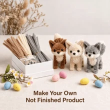 狐狸管刷 DIY 手作套組，DIY 清潔管套組，毛絨狐狸裝飾擺件，動物桌面裝飾，動物手工藝品，創意手工套組，適合節日裝飾、家具裝飾、節日禮物，創意手工項目，教育用品－非成品 - 多色 - 查看 3