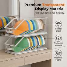 2pcs Transparent Stackable Baseball Cap Storage Boxes, Large Dust-Proof Wardrobe Display Storage Case, Can Hold 24 Caps, Unisex - Multicolor - View 9