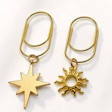 2pcs/10pcs Gold Sunflower Paper Clips Bookmarks, Large Metal Octagonal Star Paper Clips Student Book Markers Accessories, Mother's Day, Bookworm, Girlfriend, Friend's Graduation Gift, Teacher's Day, Thanksgiving Gift, Cute Bookmark Gift, Book Lover's Bookmark - Rectangle - View 4