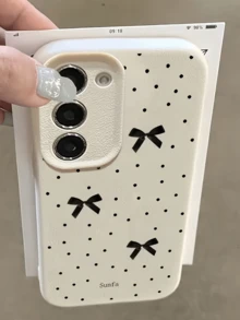 1 Stück weiße Vollbild-Polka-Dot-Schleife personalisierte minimalistische Anti-Fall-weiche TPU-Mode-Handyhülle mit vollständiger Abdeckung und Anti-Verschmutzung-Schutzhülle für Samsung-Serie - Verschiedenfarbig - Übersicht 1