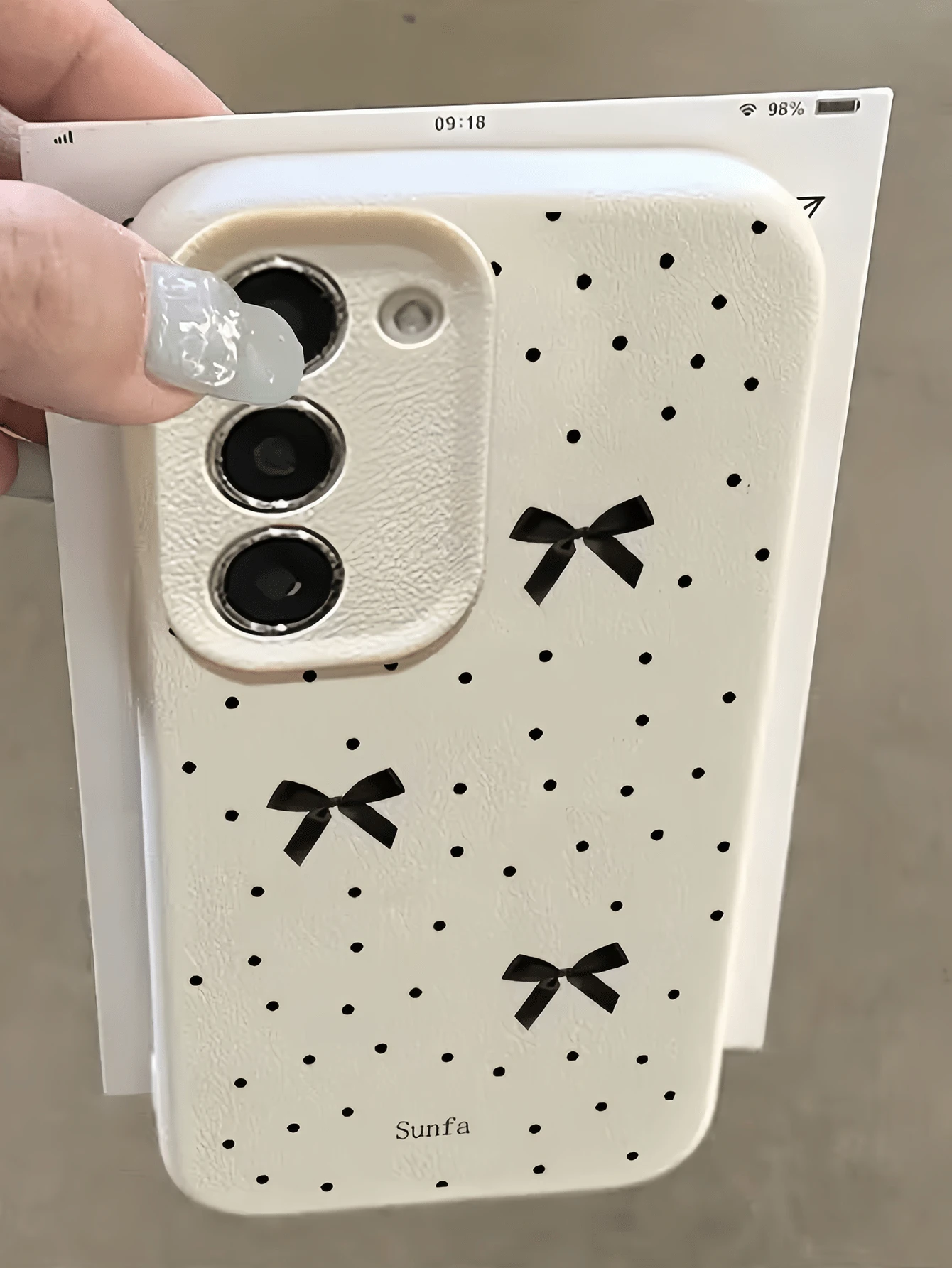 1 Stück weiße Vollbild-Polka-Dot-Schleife personalisierte minimalistische Anti-Fall-weiche TPU-Mode-Handyhülle mit vollständiger Abdeckung und Anti-Verschmutzung-Schutzhülle für Samsung-Serie - Verschiedenfarbig - Übersicht 1