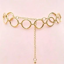 1pc Women's Versatile Round Ring Decor Waist Chain, Elegant Fashion Dress Waist Belt - Multicolor - View 10
