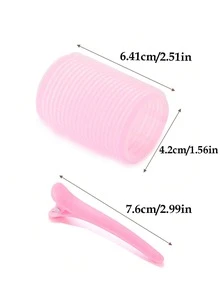 24pcs Pink Women's Hair Curling Set, Includes Hair Clips And Self-Adhesive Curlers, Suitable For Long, Medium, Short Hair And Bangs, DIY Hair Curling Tools, Salon Tools, Perfect As Back To School Gift - Pink - View 10