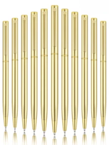 12pcs Elegant Gold Ballpoint Pens, Black Ink, Medium Tip, Smooth Writing, High-End Business Signature Pens, Perfect For Note-Taking And Writing, Ideal Office And Study Supplies, Birthday, Christmas, Halloween, Valentine's Day, New Year, Friends, And Easter Gifts - 12pcs (Gold) - View 3