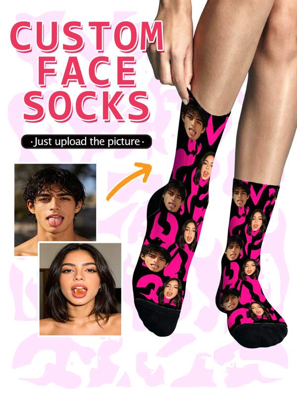 1 Pair Of Custom Socks, Custom Face Socks,Funny Socks,Cute Socks,Couple Socks,Custom Printed Socks, Print Any Face On Sock,Best Gift For Friends