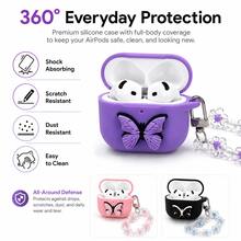Cartoon Butterfly Chain Bluetooth Earphone Protective Case Compatible With Apple - Purple - View 4