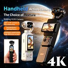 Handheld Gimbal Action Camera 4K HD 180° Manual Flip Lens, Long-Lasting Rechargeable Battery, Built-In Fill Light, Suitable For VLog, Travel, Cycling, Skiing, Audio Recording, Compact And Convenient, Durable - View 1