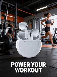 Earbud Bluetooth Nirkabel, Latensi Rendah, Stereo HiFi, Kontrol Sentuh, Kotak Pengisian Daya Nirkabel, Kompatibel dengan Semua Perangkat Bluetooth Pintar - Ideal untuk Kebugaran, Perjalanan, Perjalanan Harian, dan Penggunaan Sehari-hari - Putih - View 3