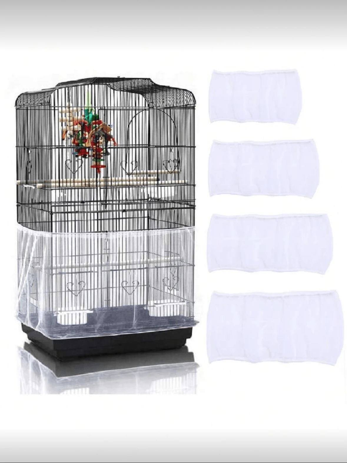 1pc Random Color Elastic Tight-Fitting Encrypted Mesh Bird Cage Cover, Anti-Splash Dust Cover, All-Season Use, Suitable For Birds, Bird Accessories - A - View 1