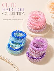 Ensemble de 6 élastiques à cheveux en spirale, chouchous bouclés de couleur macaron mignons, élastiques doux sans traction, convient aux femmes et aux filles, pour cheveux épais ou fins, cadeaux de mariage, remplissage de sacs cadeaux pour enterrement de vie de jeune fille, essentiels pour la rentrée scolaire et les voyages - Voir 4