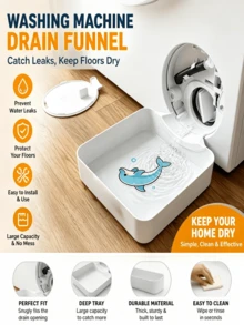 1pc Heavy Duty Washing Machine Drain Tray, Multi-Functional Washing Machine Drainage Accessory, Washing Machine Outlet Cleaning Tool, Plastic Material, Can Be Used For Washing Machine Outlet Water Storage, Effectively Prevents Laundry Room Floor Overflow, Can Be Used For Bathroom Water Storage, Essential Washing Machine Accessory - A - View 8